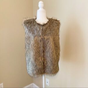 Tanming NEW Faux Fur Sleeveless Brown Vest - L